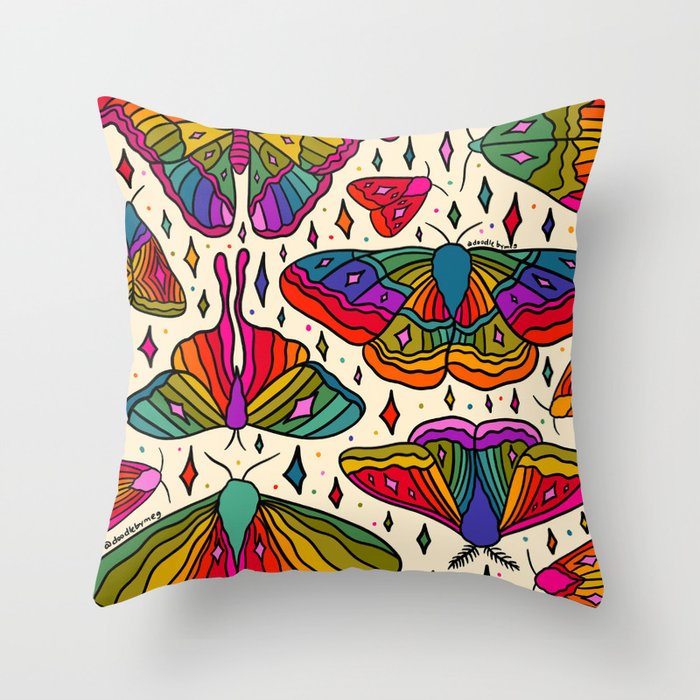 Rainbow Moth Print Throw Pillow Gallery Image 6