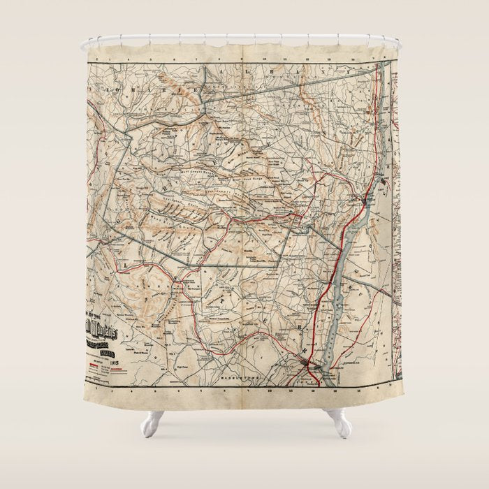 Catskill Mountains Map Shower Curtain Gallery Image 1