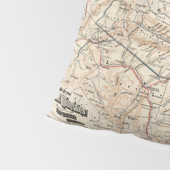 Catskill Mountains Map Pillow Sham Gallery Image 4
