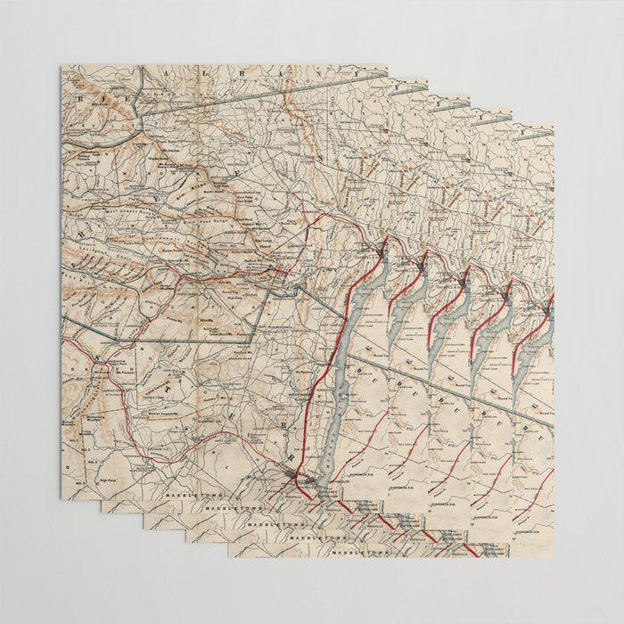 Catskill Mountains Map Wrapping Paper Gallery Image 3