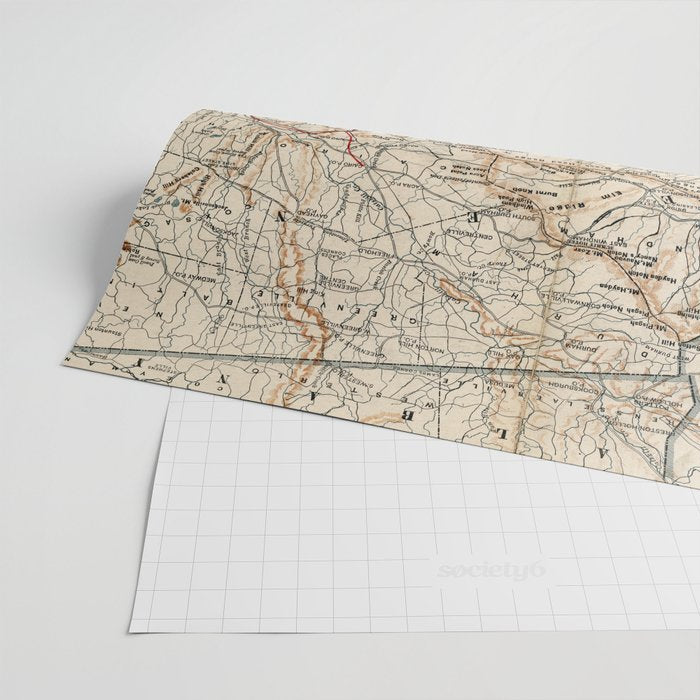 Catskill Mountains Map Wrapping Paper Gallery Image 2