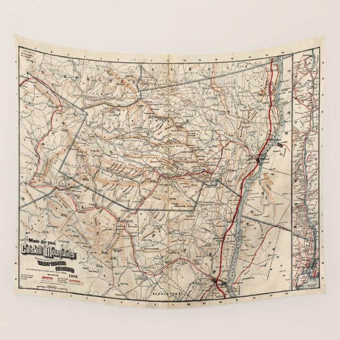 Catskill Mountains Map Wall Tapestry Gallery Image 1