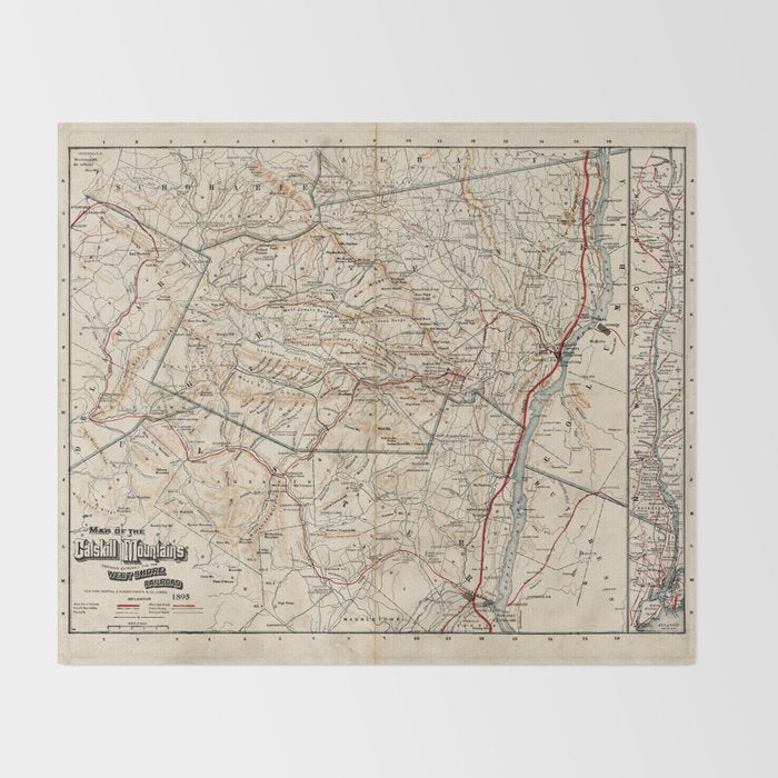 Catskill Mountains Map Throw Blanket Gallery Image 2