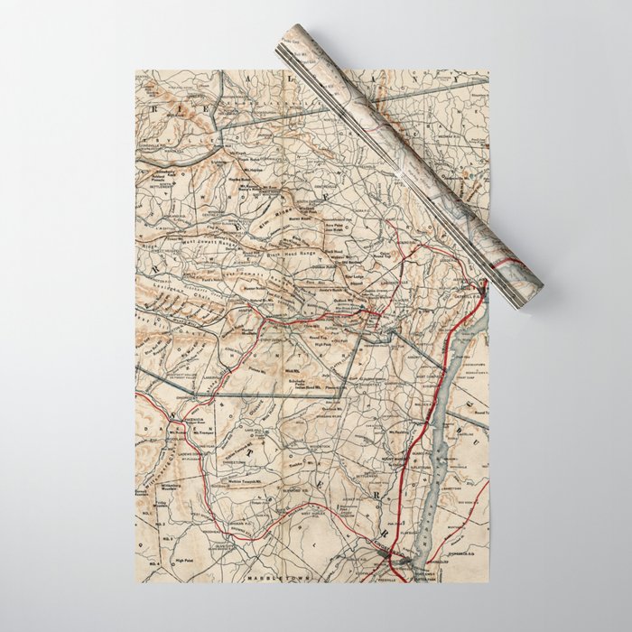 Catskill Mountains Map Wrapping Paper Gallery Image 1