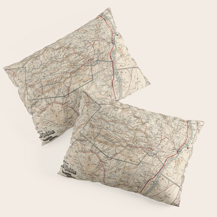 Catskill Mountains Map Pillow Sham Gallery Image 1