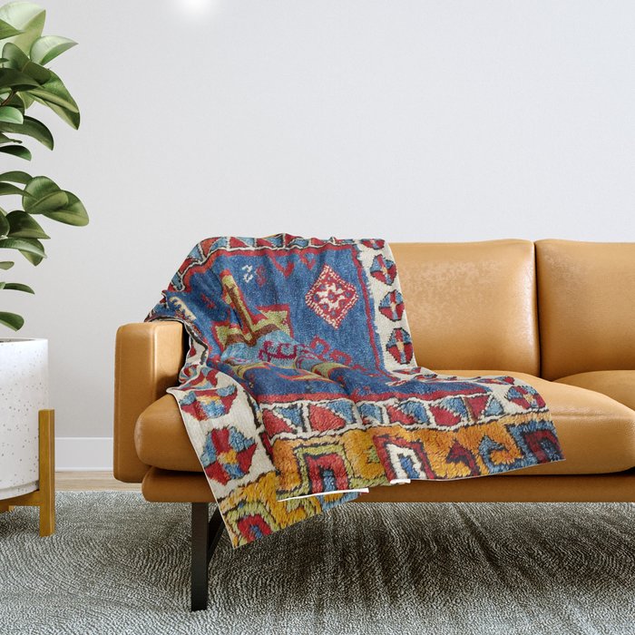 Malatya East Anatolia Antique Turkish Rug Print Throw Blanket Gallery Image 1