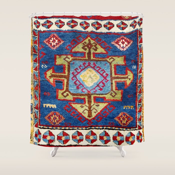 Malatya East Anatolia Antique Turkish Rug Print Shower Curtain Gallery Image 1