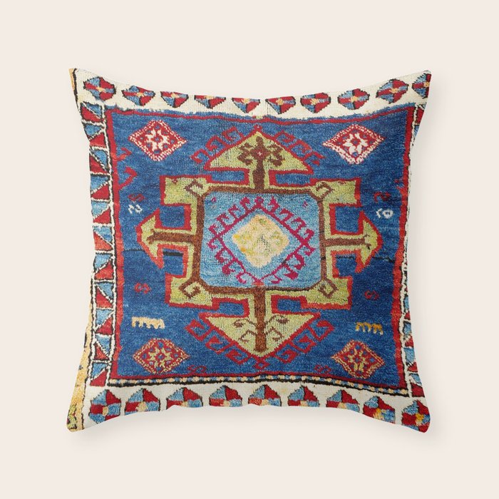 Malatya East Anatolia Antique Turkish Rug Print Throw Pillow Gallery Image 6