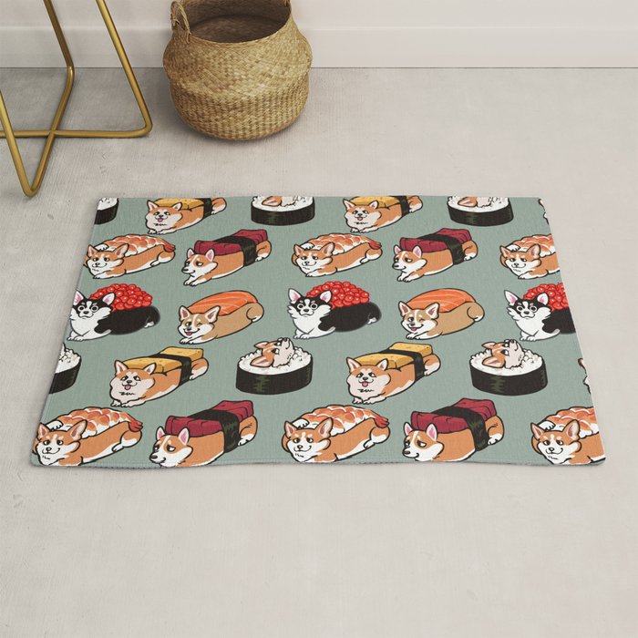 Sushi  Corgi Rug Gallery Image 1