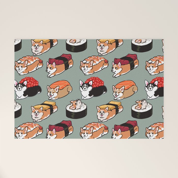 Sushi  Corgi Welcome Mat Gallery Image 1