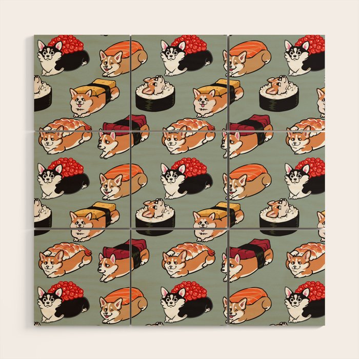 Sushi  Corgi Wood Wall Art Gallery Image 1