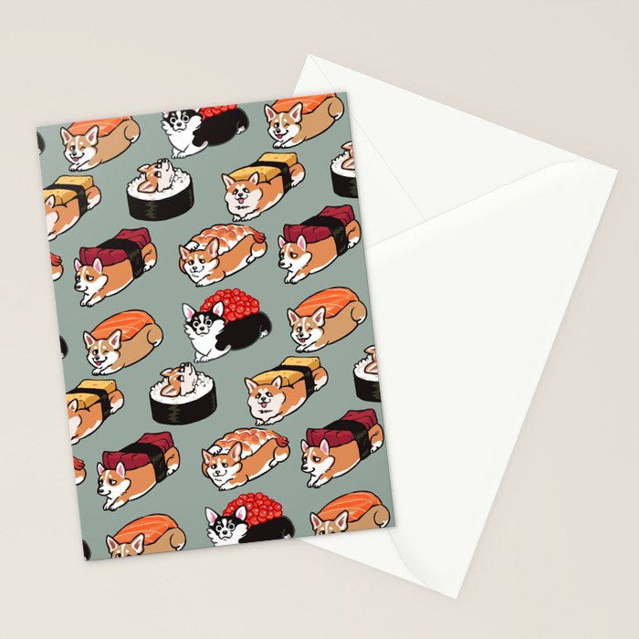 Sushi  Corgi Stationery Card Gallery Image 2