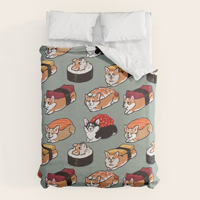 Sushi  Corgi Duvet Cover Gallery Image 1