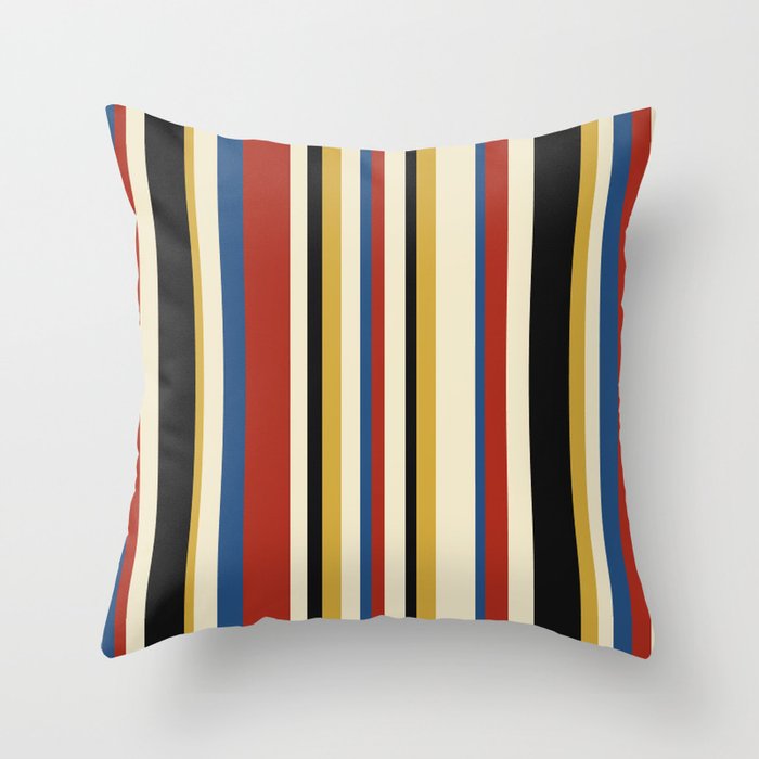 Classic Stripes IX - Bauhaus Palette Throw Pillow Gallery Image 6
