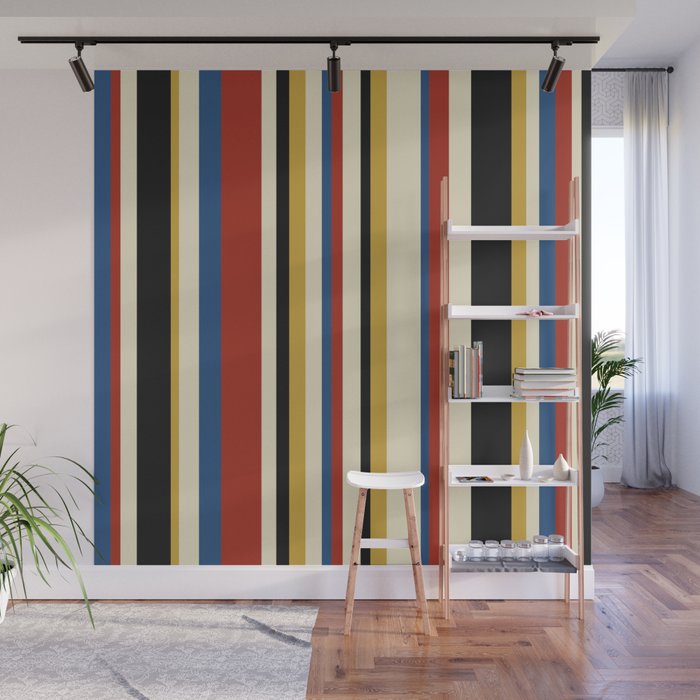 Classic Stripes IX - Bauhaus Palette Wall Mural Gallery Image 1