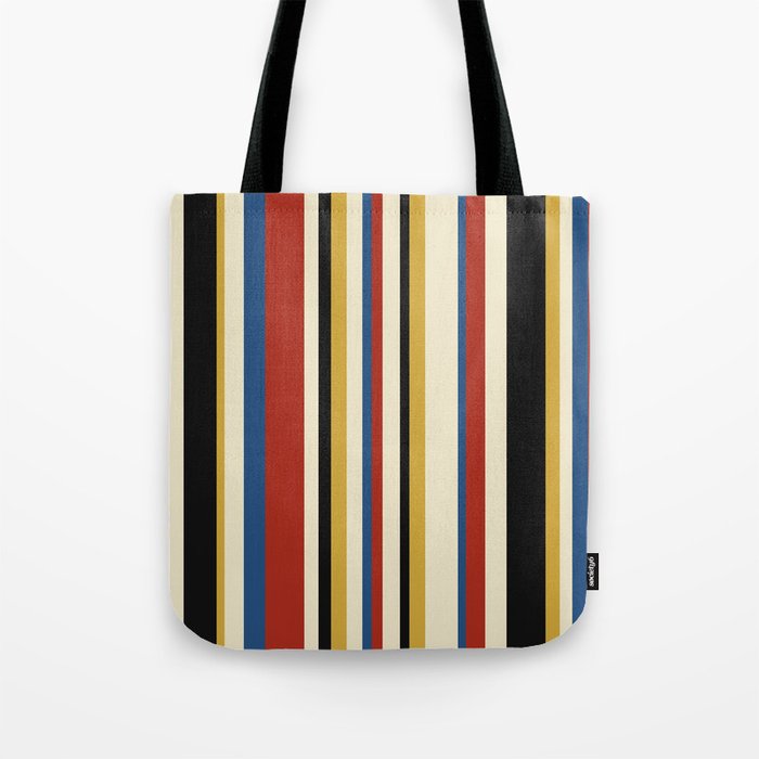 Classic Stripes IX - Bauhaus Palette Tote Bag Gallery Image 1