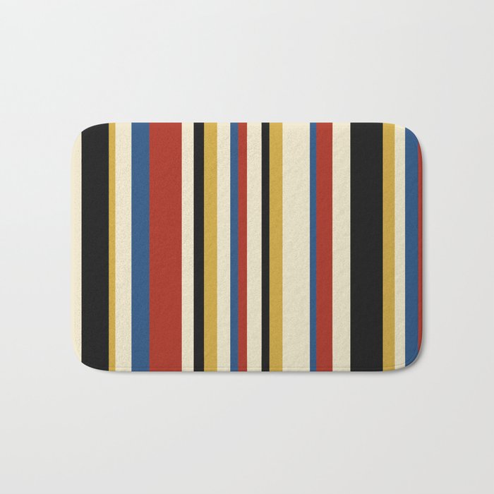 Classic Stripes IX - Bauhaus Palette Bath Mat Gallery Image 1