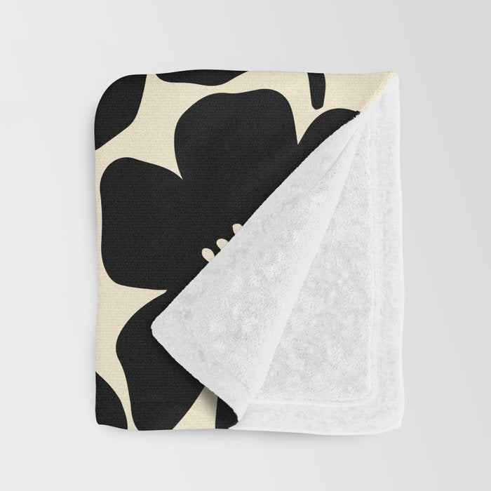 Black & White Blossom Throw Blanket Gallery Image 3