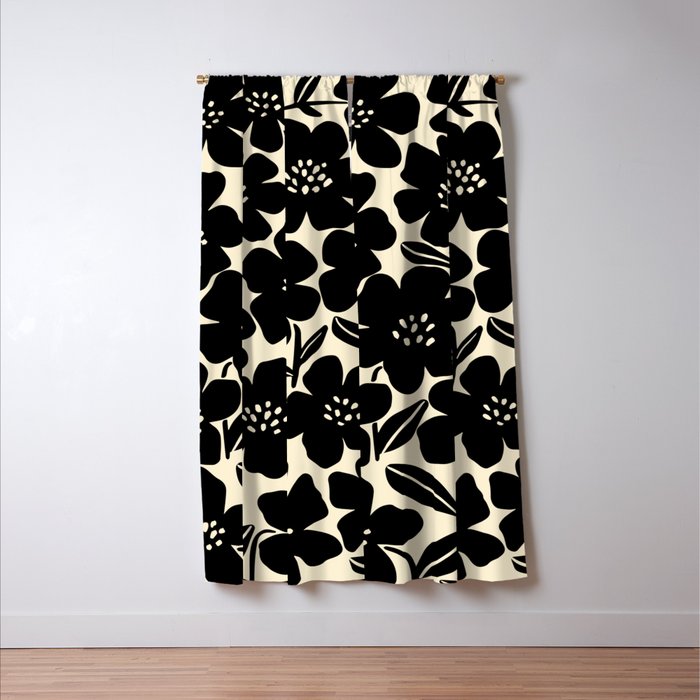 Black & White Blossom Window Curtain Gallery Image 3