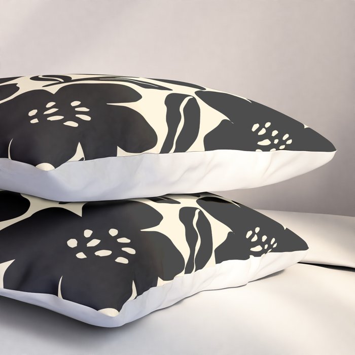 Black & White Blossom Pillow Sham Gallery Image 3