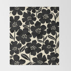 Black & White Blossom Throw Blanket Gallery Image 2