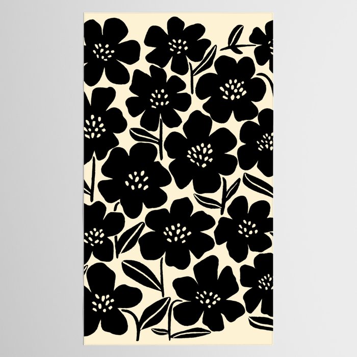 Black & White Blossom Tablecloth Gallery Image 2