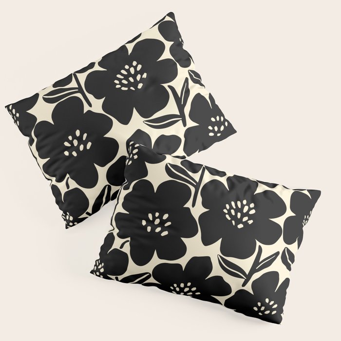 Black & White Blossom Pillow Sham Gallery Image 3