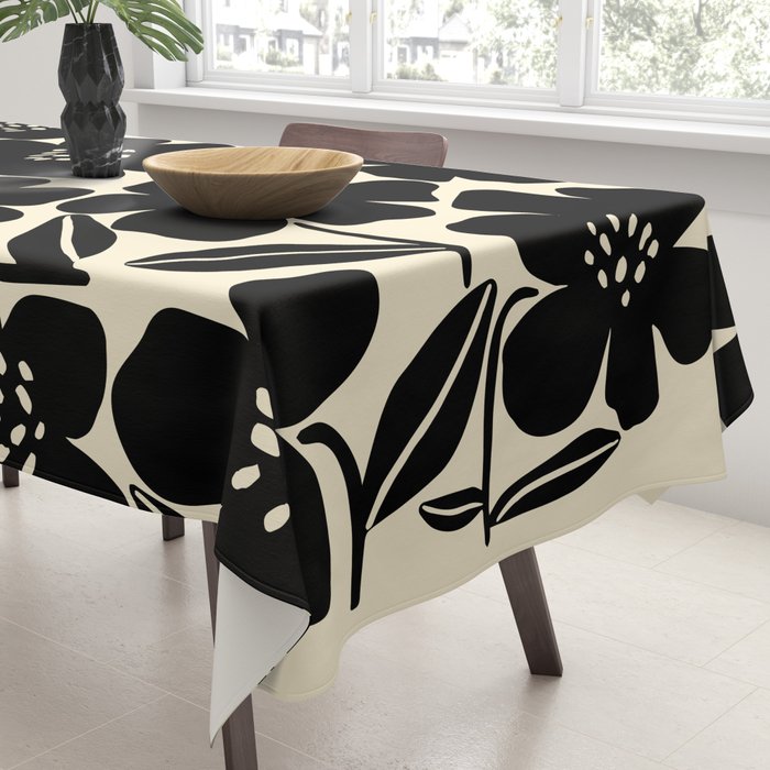 Black & White Blossom Tablecloth Gallery Image 3