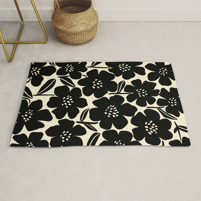 Black & White Blossom Rug Gallery Image 1