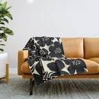 Black & White Blossom Throw Blanket Gallery Image 1