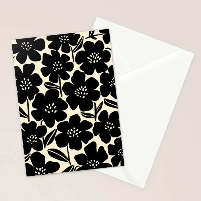 Black & White Blossom Stationery Card Gallery Image 2