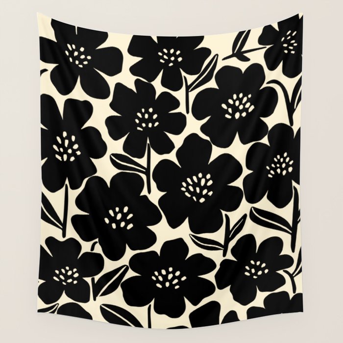 Black & White Blossom Wall Tapestry Gallery Image 4