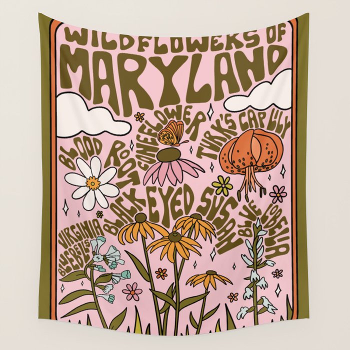 Maryland Wildflowers Wall Tapestry Gallery Image 1