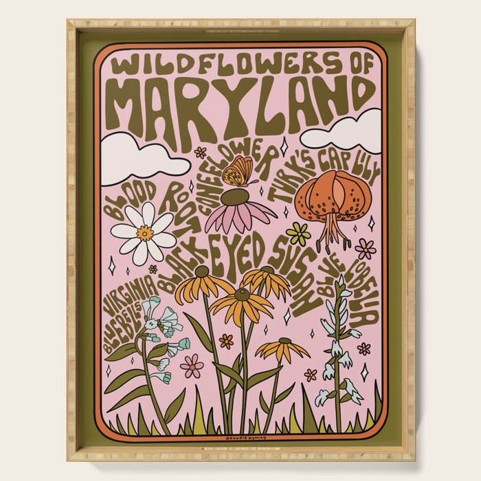 Maryland Wildflowers Serving Tray Gallery Image 1