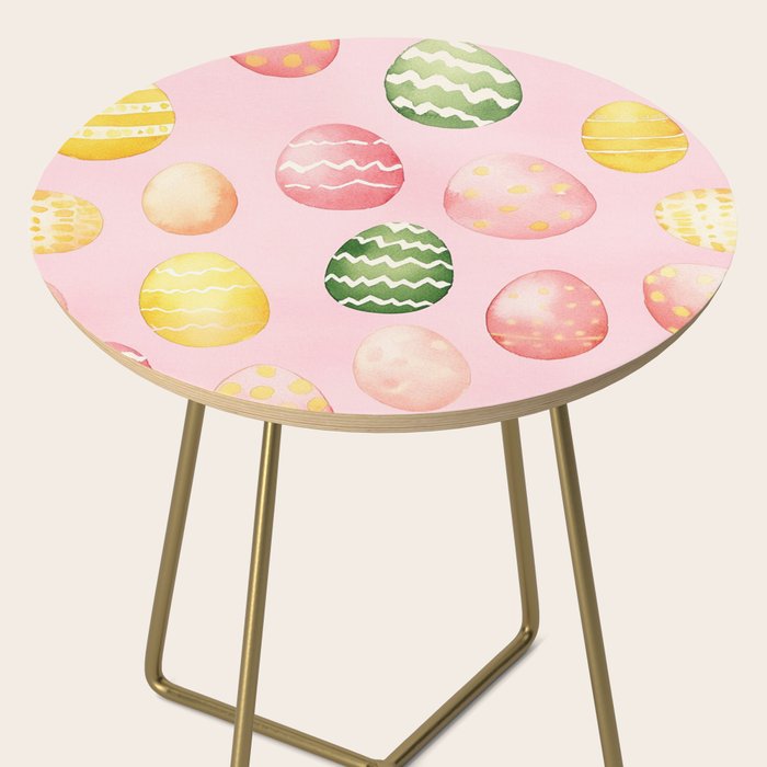 Pink Watercolor Painted Easter Eggs All Over Side Table Gallery Image 2