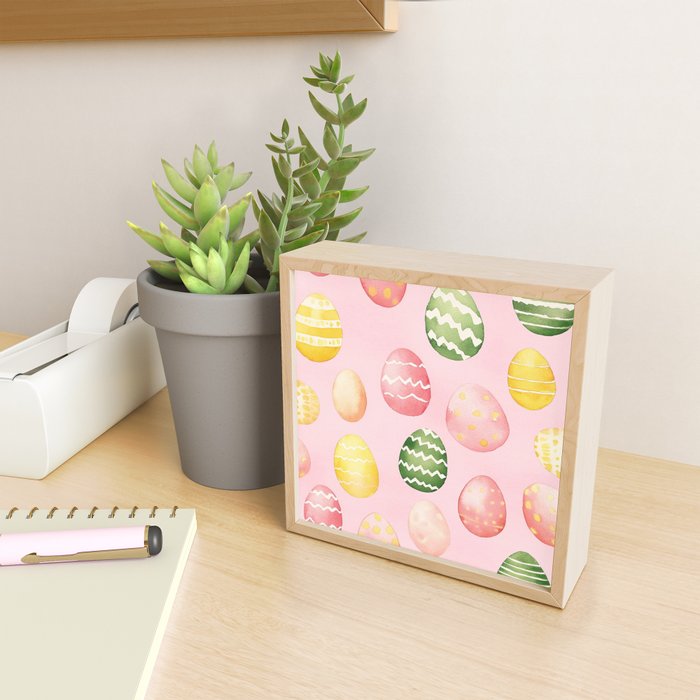 Pink Watercolor Painted Easter Eggs All Over Mini Art Print Gallery Image 2