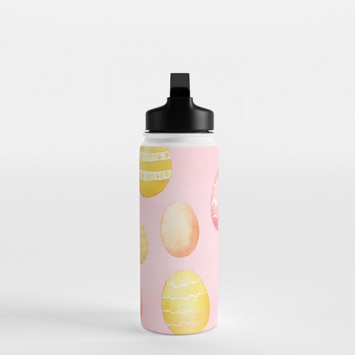 Pink Watercolor Painted Easter Eggs All Over Water Bottle Gallery Image 3