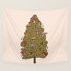 Mushroom Christmas Tree Wall Tapestry Gallery Image 4