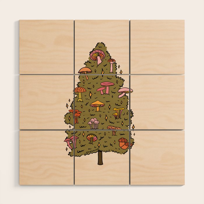 Mushroom Christmas Tree Wood Wall Art Gallery Image 1