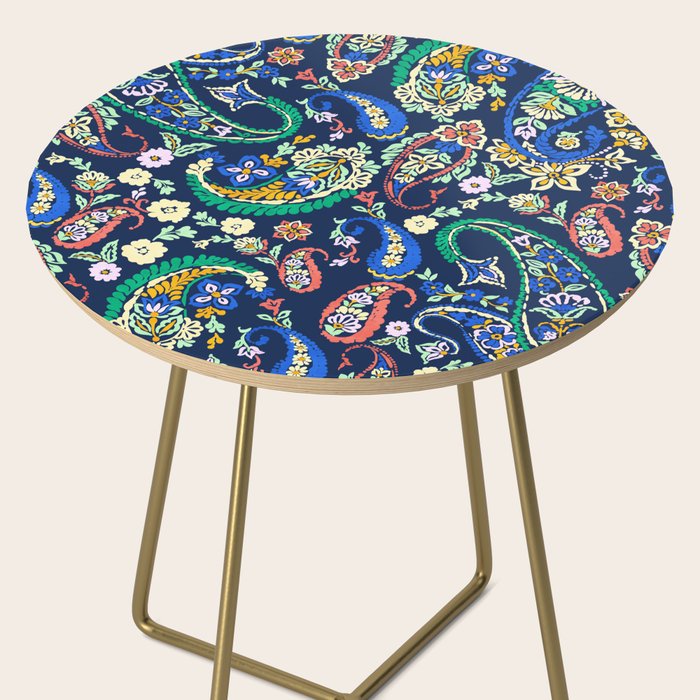Vibrant paisley print on dark Side Table Gallery Image 2