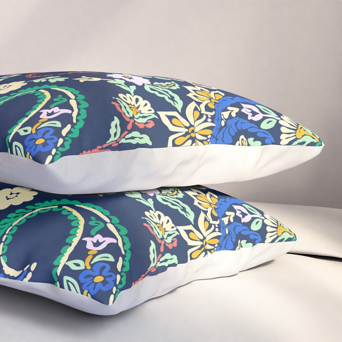 Vibrant paisley print on dark Pillow Sham Gallery Image 3