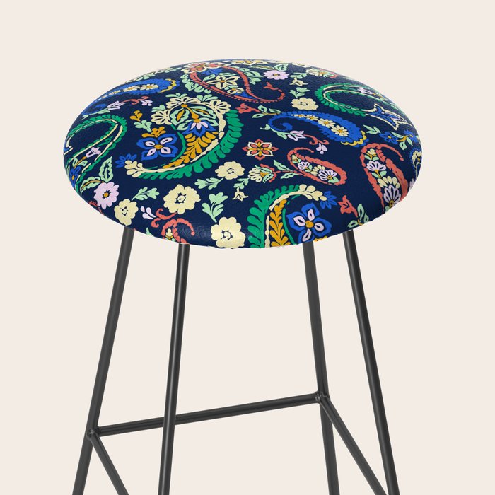 Vibrant paisley print on dark Stool Gallery Image 2