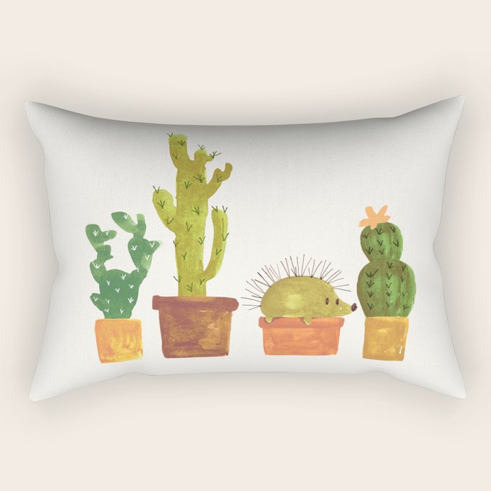 Hedgehog and Cactus (incognito) Rectangular Pillow Gallery Image 2