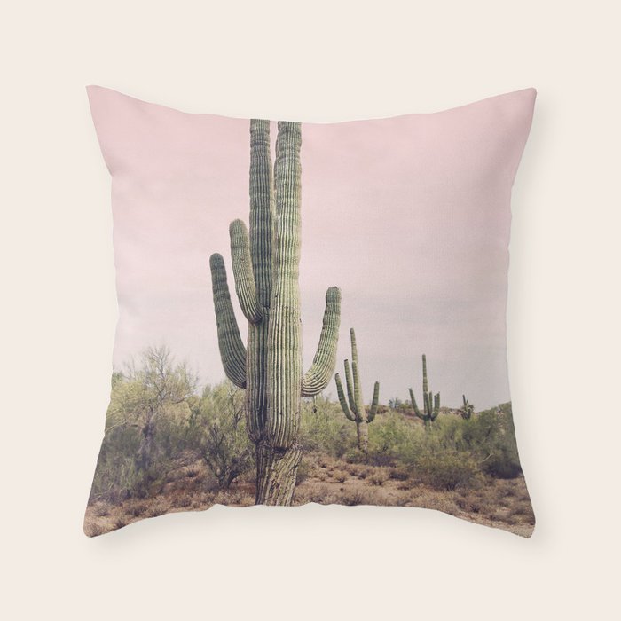 Blush Sky Cactus Throw Pillow Gallery Image 1
