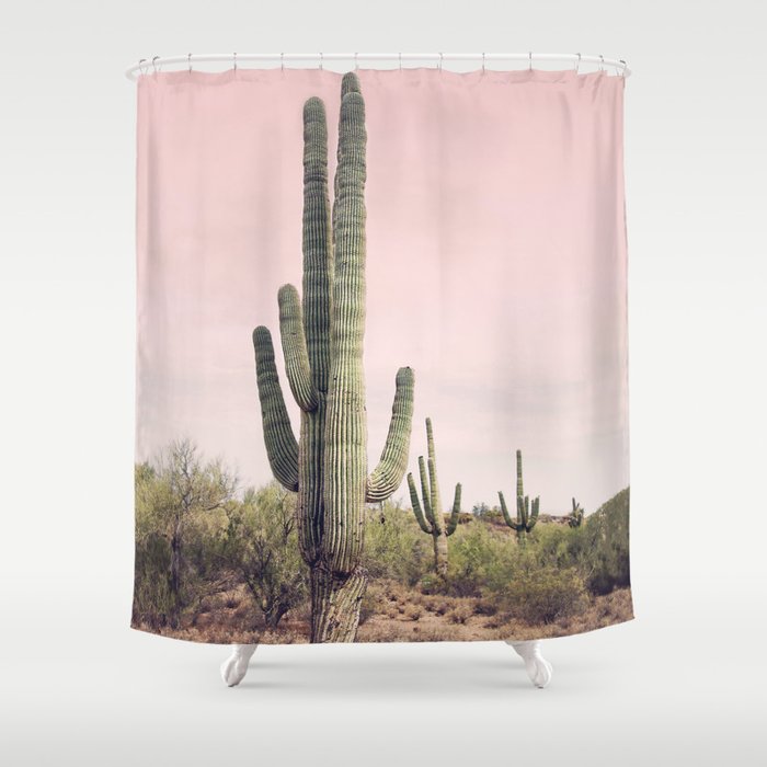 Blush Sky Cactus Shower Curtain Gallery Image 1