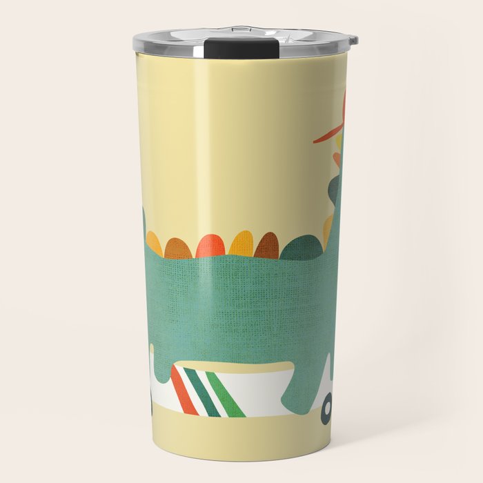 Dinosaur on retro skateboard Travel Mug Gallery Image 1