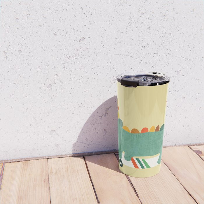 Dinosaur on retro skateboard Travel Mug Gallery Image 4