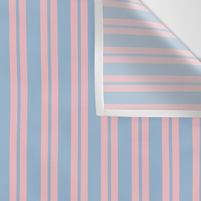Pastel Pink and Light Blue Classic Double Stripe Vertical Pattern Wall Tapestry Gallery Image 3