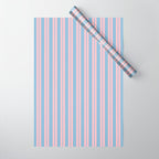 Pastel Pink and Light Blue Classic Double Stripe Vertical Pattern Wrapping Paper Gallery Image 1
