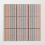 Pastel Pink and Light Blue Classic Double Stripe Vertical Pattern Wood Wall Art Gallery Image 1